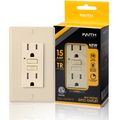 Faith Self-Test 15A TR GFCI Outlet Receptacle with Wall Plate, Ivory GLS-15ATR-IV